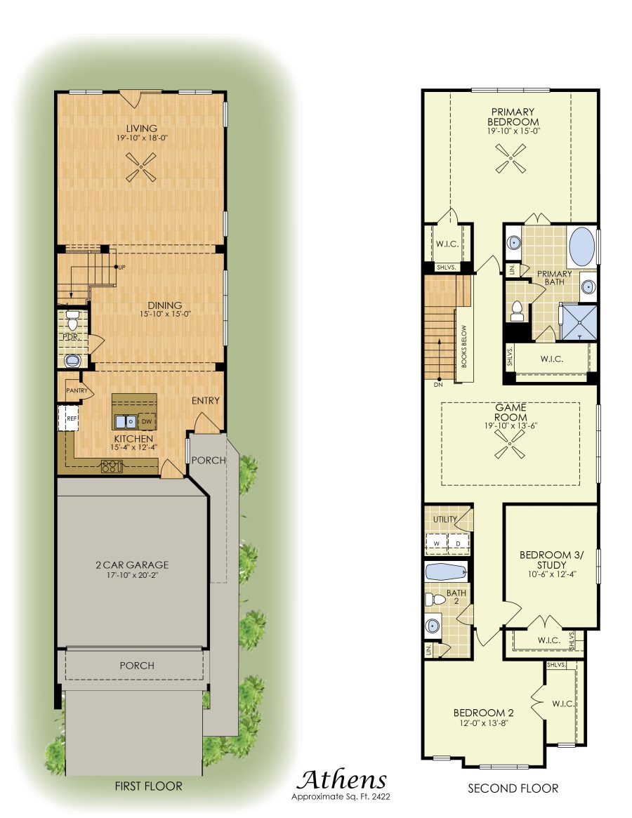 Athens - 2 Story House Plans in Houston TX