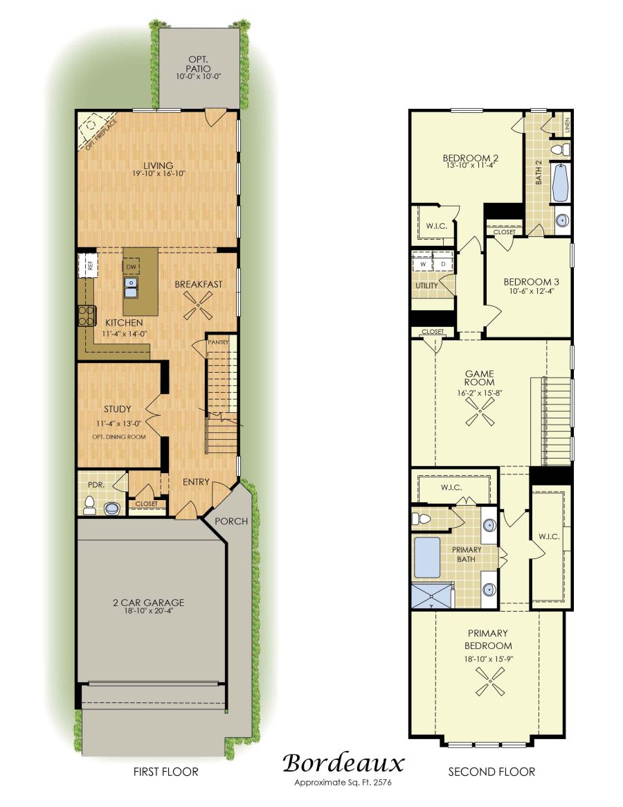 Bordeaux Floor Plan - 2 Story House Plans in Houston TX