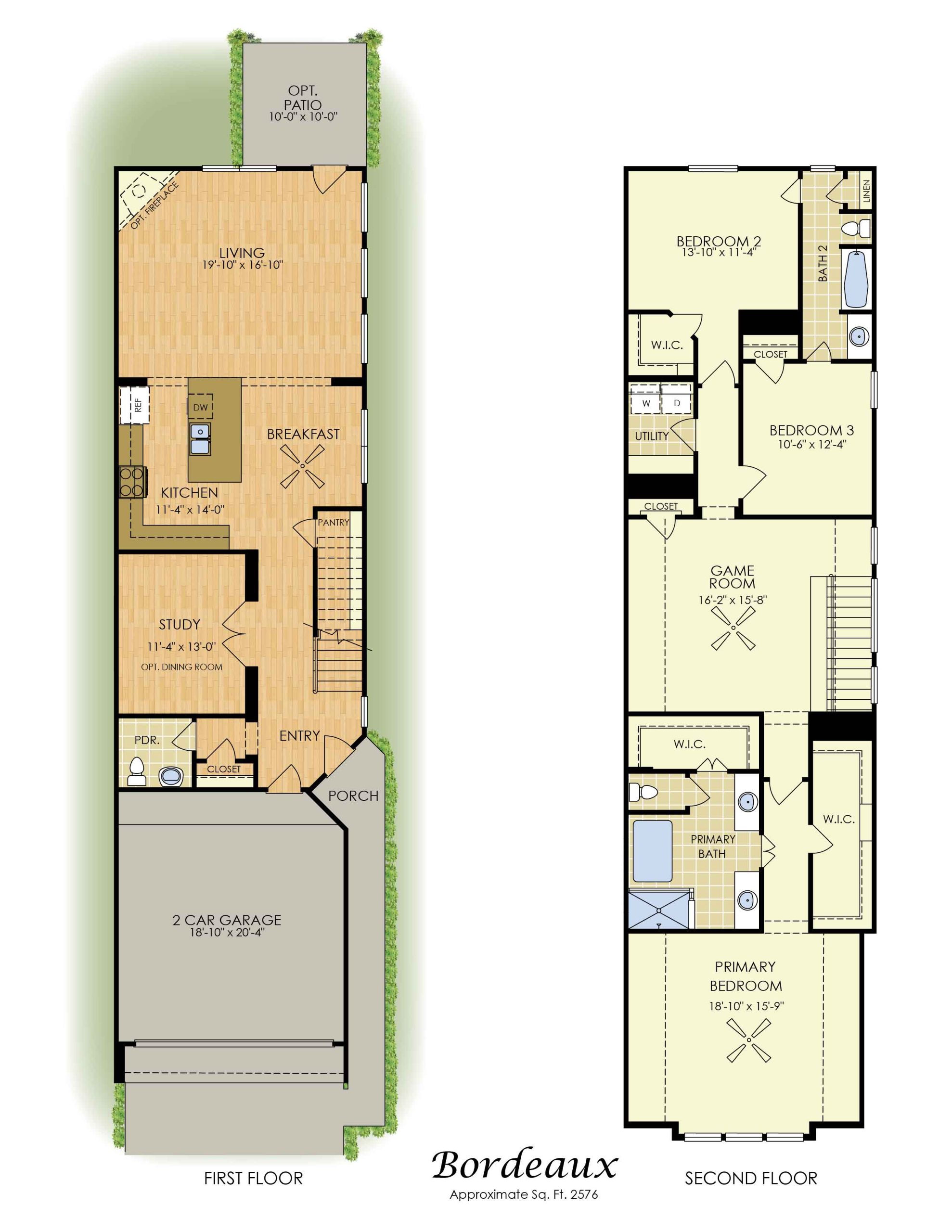 Bordeaux Floor Plan - 2 Story House Plans in Houston TX