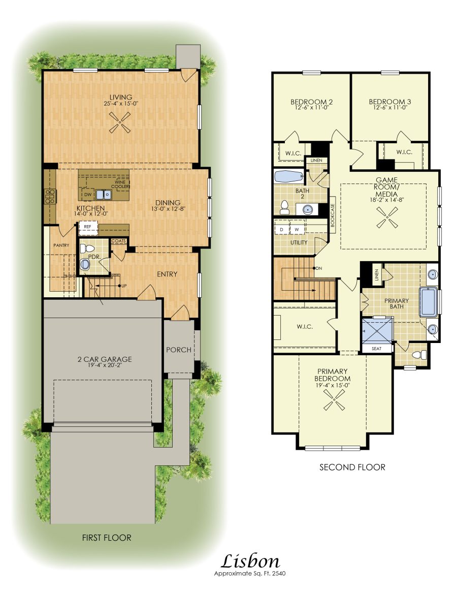 Lisbon - 2 Story House Plans in Houston TX