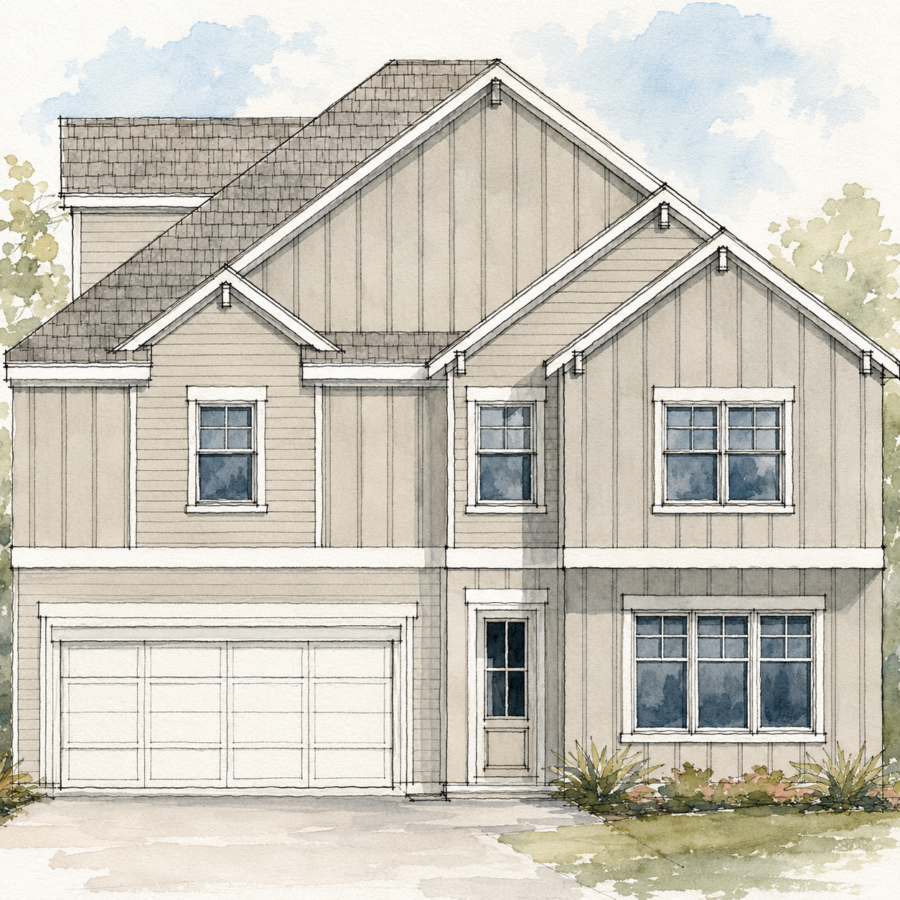 Front elevation of a new construction home in Montrose